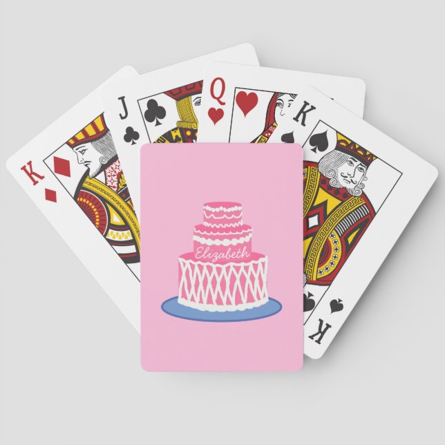Personalised Pink Cake Playing Cards (Back)