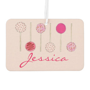 Personalised Pink Cake Pops Baking Dessert Foodie Car Air Freshener