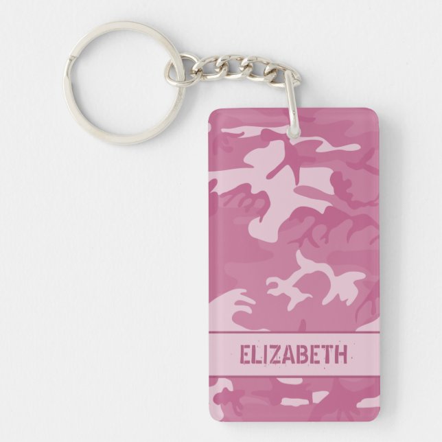 Personalised Pink Camo Key Ring (Front)