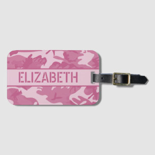 Personalised Pink Camo Luggage Tag