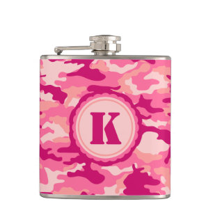 Personalised Pink Camo Pattern Hip Flask