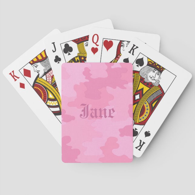 Personalised Pink Camouflage Playing Cards (Back)