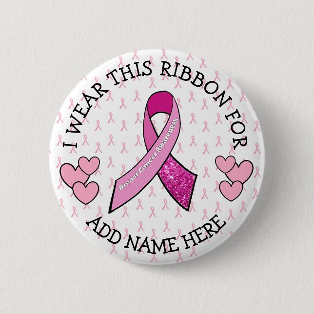 Personalised Pink Cancer Button (Front)