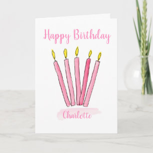 Personalised Pink Candles Birthday Card