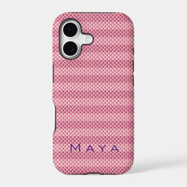 Personalised Pink carbon fibre patterned (Back)