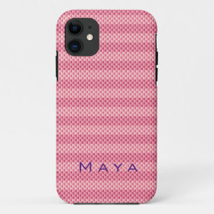 Personalised Pink carbon fibre patterned iPhone 11 Case