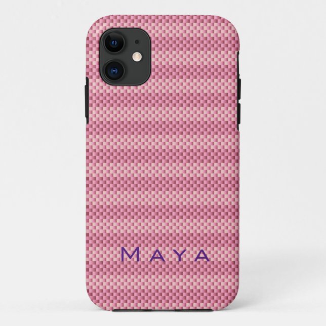 Personalised Pink carbon fibre patterned Case-Mate iPhone Case (Back)