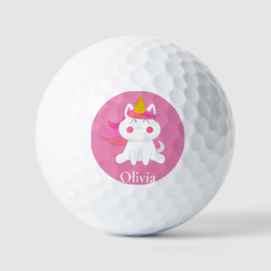 Personalised Pink Caticorn   Golf Balls