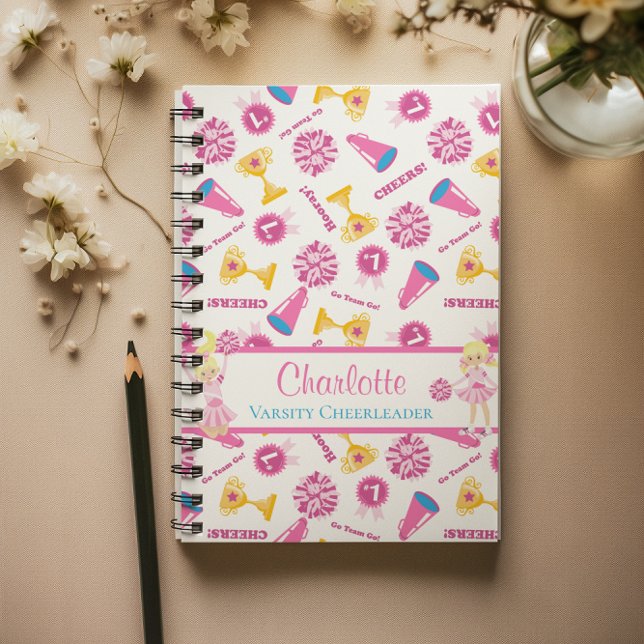 Personalised Pink Cheerleader Megaphone Notebook (Personalized Pink Cheerleader Megaphone Notebook)
