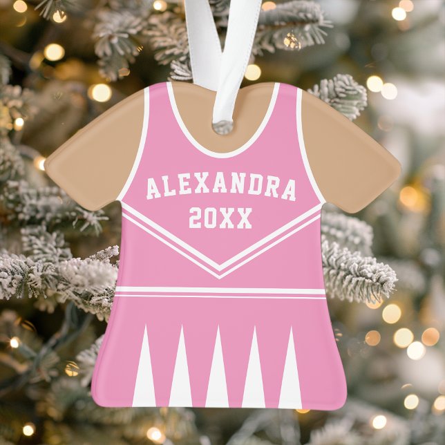 Personalised Pink Cheerleader Uniform Ornament (Creator Uploaded)