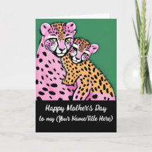 Personalised Pink Cheetah Mum + Cub Mother's Day