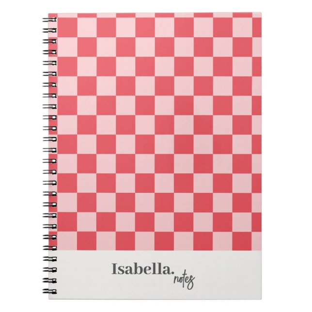 Personalised Pink Chequered Notes Notebook (Front)