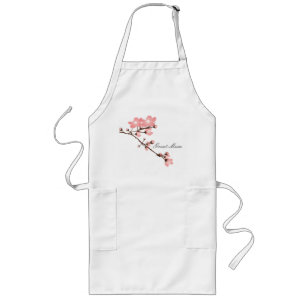 Personalised Pink Cherry Blossom Long Apron