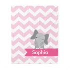 Personalised Pink Chevron Elephant Fleece Blanket