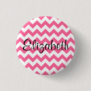 Personalised Pink Chevron Pattern Button