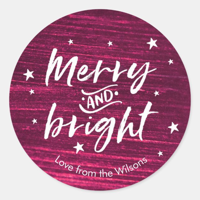 Personalised Pink Christmas hand lettered stickers (Front)