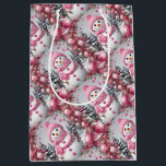 Personalised Pink Christmas Snowman Medium Gift Bag<br><div class="desc">Personalised Pink Christmas Snowman</div>