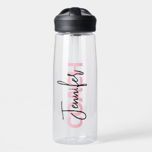 Personalised Pink Coach Typography Water Bottle
