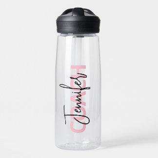 Personalised Pink Coach Typography Water Bottle