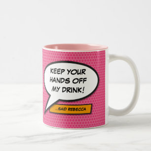 Personalised Pink Comic Book Speech Bubble Two-Tone Coffee Mug