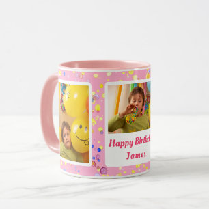 Personalised Pink Confetti Birthday Custom Photos Mug