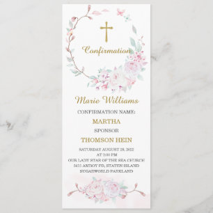 Personalised Pink Confirmation Prayer Card