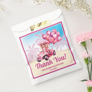 Personalised Pink Convertible Beach Birthday Favour Bags