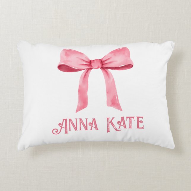Personalised Pink Coquette Bow Accent Pillow (Front)