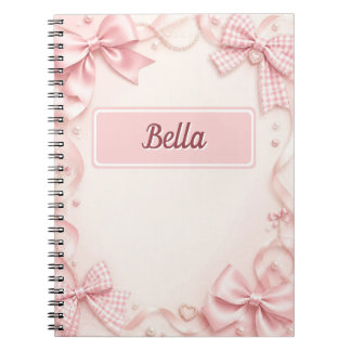 Personalised Pink Coquette Bow Notebook