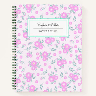 Personalised Pink Coquette Floral Spiral Notebook