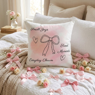 Personalised Pink Coquette Watercolor Throw Pillow