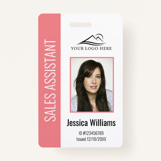 Personalised Pink Corporate Employee Security ID ID Badge (Front)