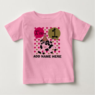 Personalised Pink Cow 1st Birthday Tshirt