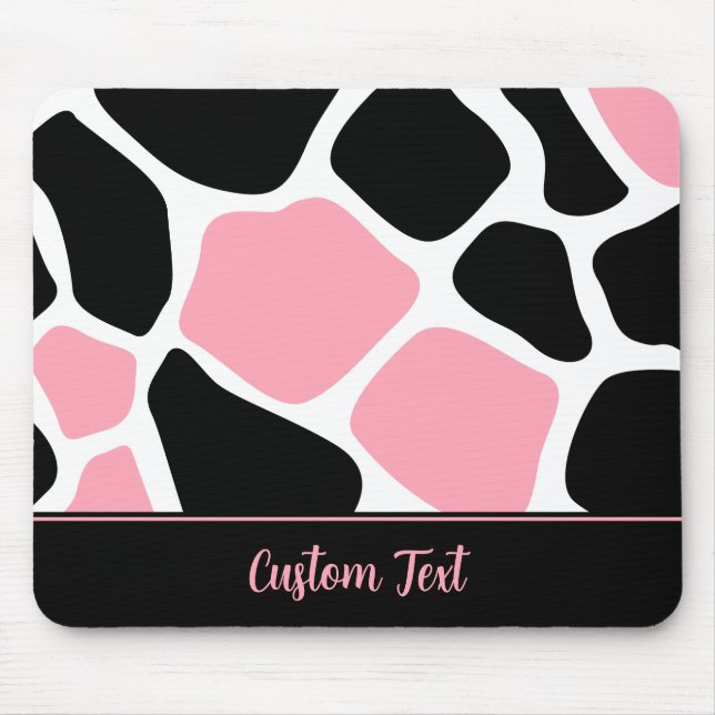 Personalised Pink Cow Animal Print  Mouse Mat (Front)