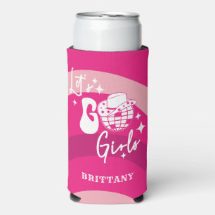 Personalised Pink Cowgirl Let's Go Girls Seltzer Can Cooler