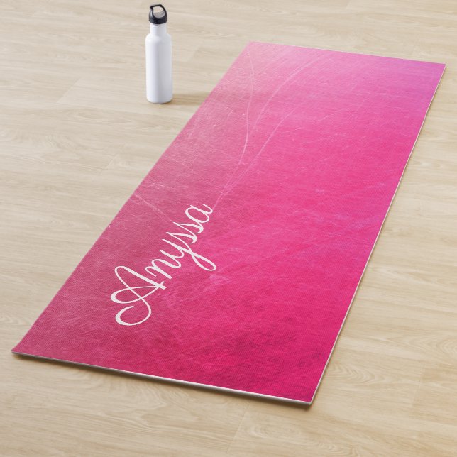 Personalised Pink Crackle Gradient Name Yoga Mat (In Situ)