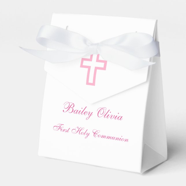 Personalised Pink Cross Tent Favour Boxes (Front Side)