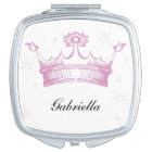 Personalised Pink Crown Compact Mirror