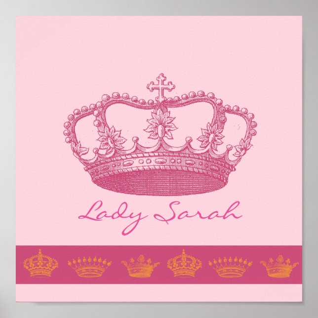 Personalised Pink Crown Poster (Front)