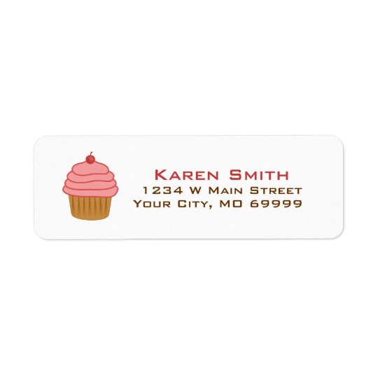 Personalised Pink Cupcake Return Address Label
