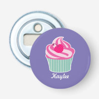 Personalised Pink Cupcake WIth Polka Dot Cherry