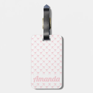 Personalised Pink Cute Coquette Bow Pattern Luggage Tag