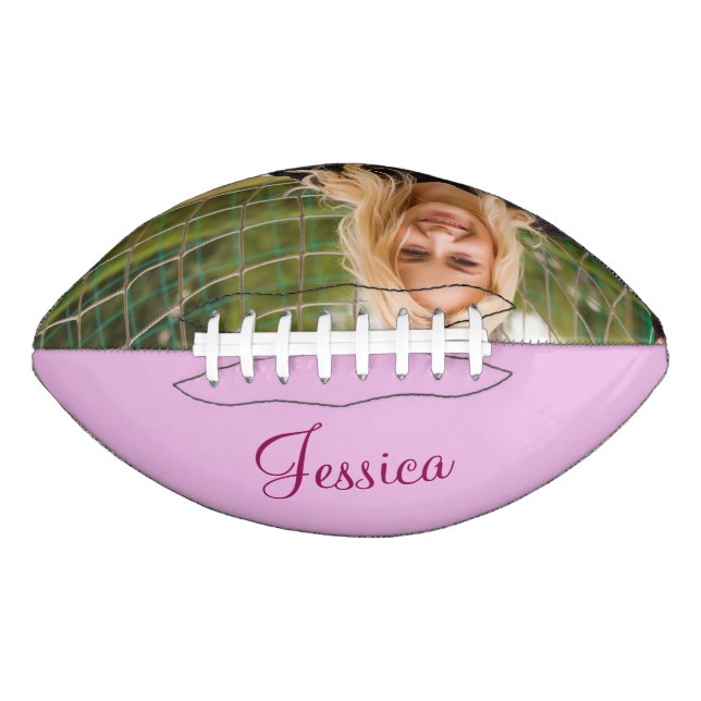Personalised Pink Cute Girls Photo American Football (Front)