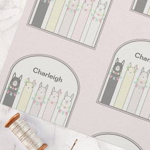 Personalised Pink Cute Retro Colourful Llama Anima Fabric