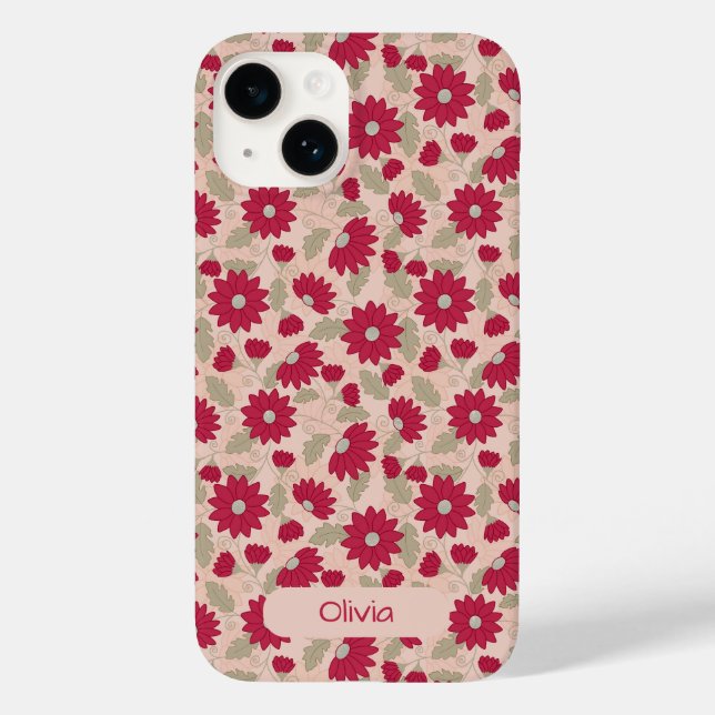 Personalised pink daisies iPhone case (Back)