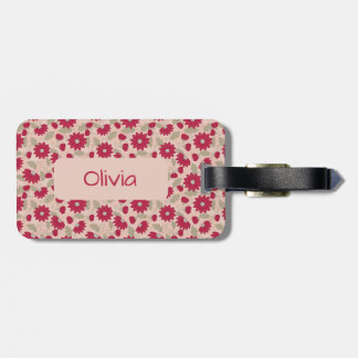Personalised pink daisies luggage tag