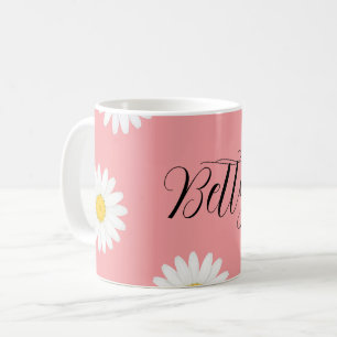 Personalised Pink Daisy Flower Coffee Mug