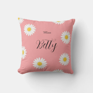 Personalised Pink Daisy Flower  Cushion