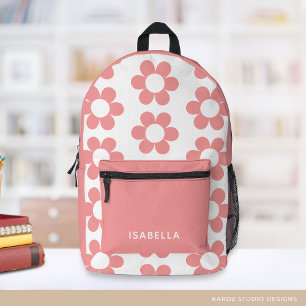 Personalised Pink Daisy Girl Backpack