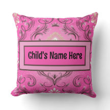 Personalised Pink Damask Throw Pillow